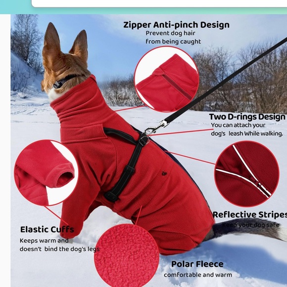 NWOT SAWMONG Dog Fullbody Polar Fleece Cold Weather Coats with Harness, Size 4X - Picture 4 of 6